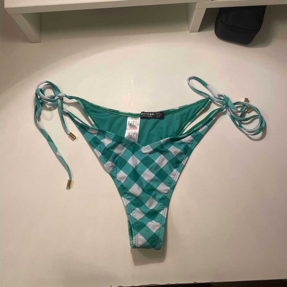 Teal Checkered Bikini Bottom